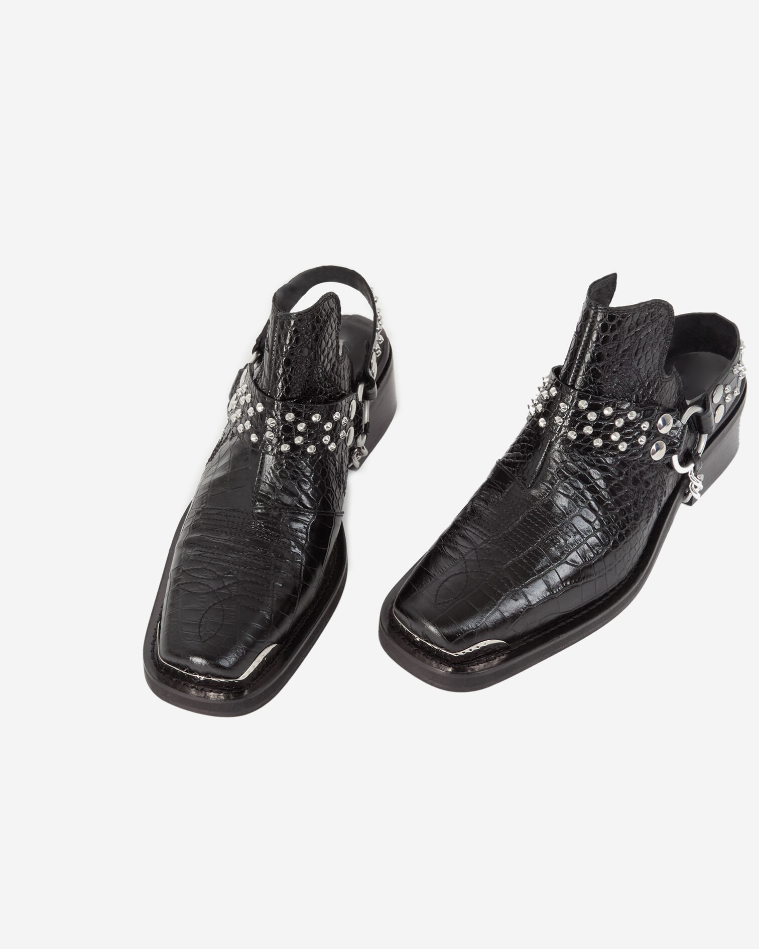 Mules cuir noires détail western amovible, BLACK, hi-res image number null