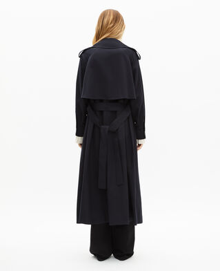 The Kooples WOMEN NAVY fluid trench coat in navy wool blend