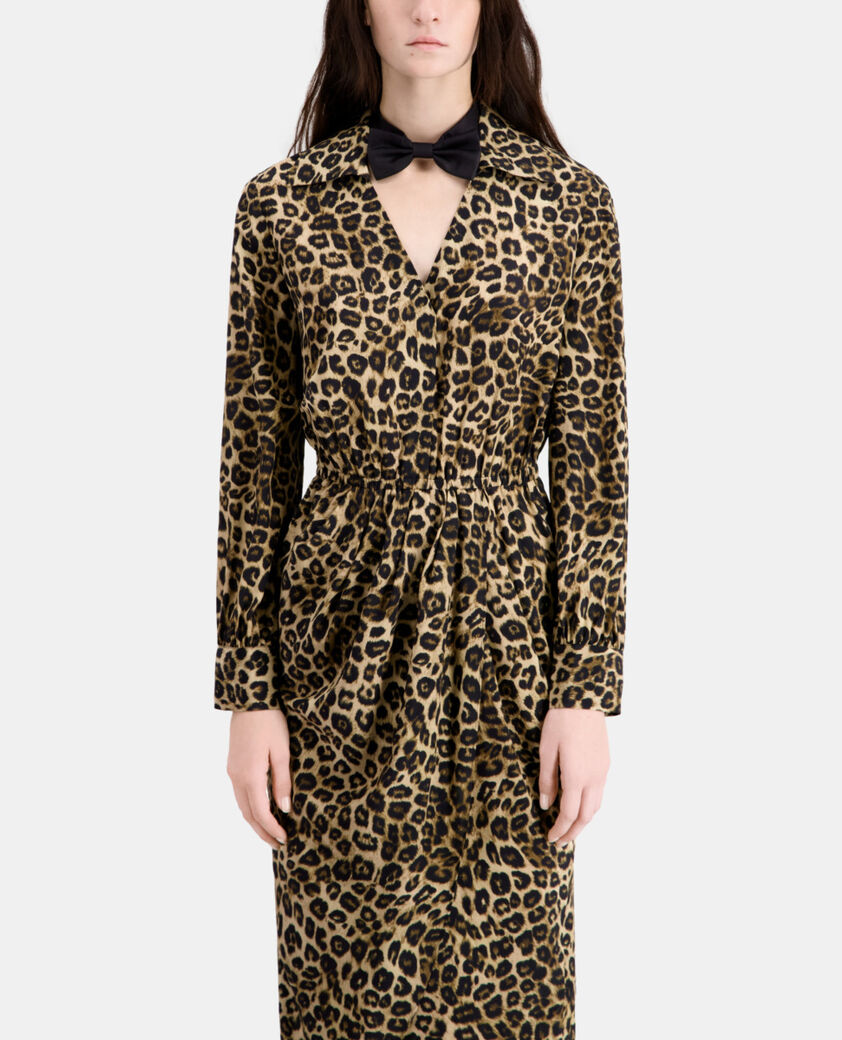 The Kooples WOMEN LEOPARD printed silk midi dress