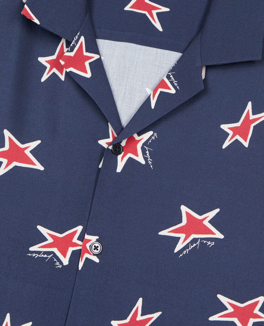 The Kooples MEN NAVY-RED short-sleeved star printed shirt