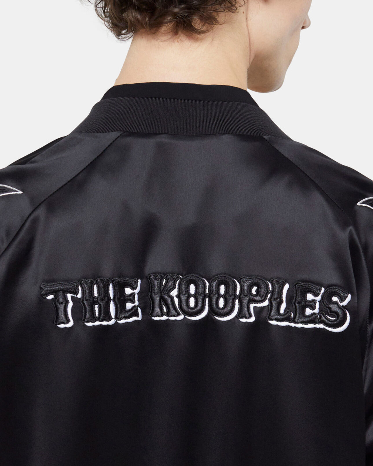 The Kooples HOMME BLACK blouson teddy noir avec broderies western