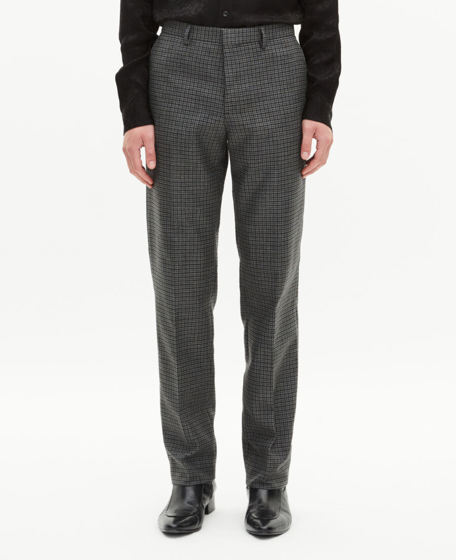The Kooples H GREY black and grey houndstooth straight-leg suit pants