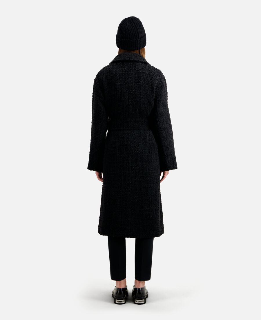 Long black tweed coat | The Kooples - US