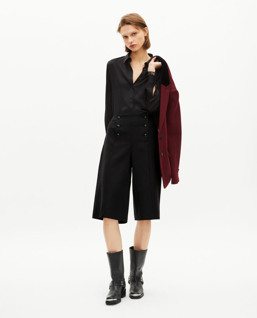 The Kooples FEMME BLACK pantalon culotte large à pont noir