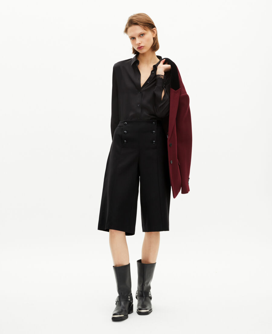 The Kooples FEMME BLACK pantalon culotte large à pont noir