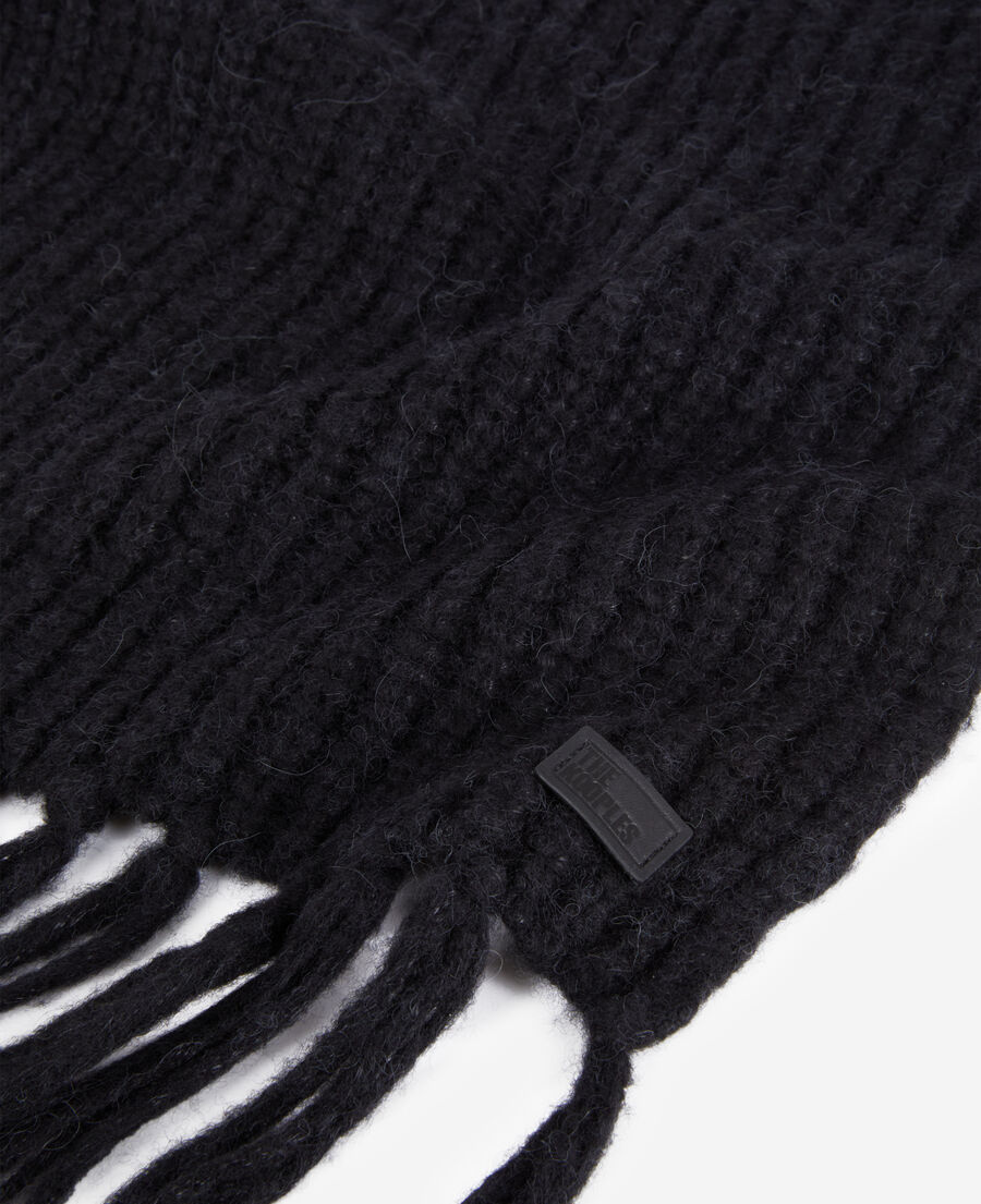 The Kooples F BLACK black ribbed wool-blend scarf