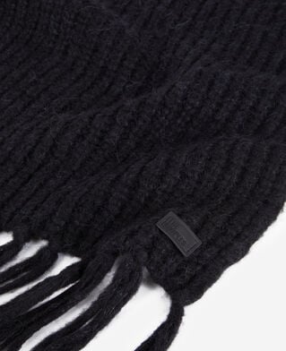 The Kooples F BLACK black ribbed wool-blend scarf