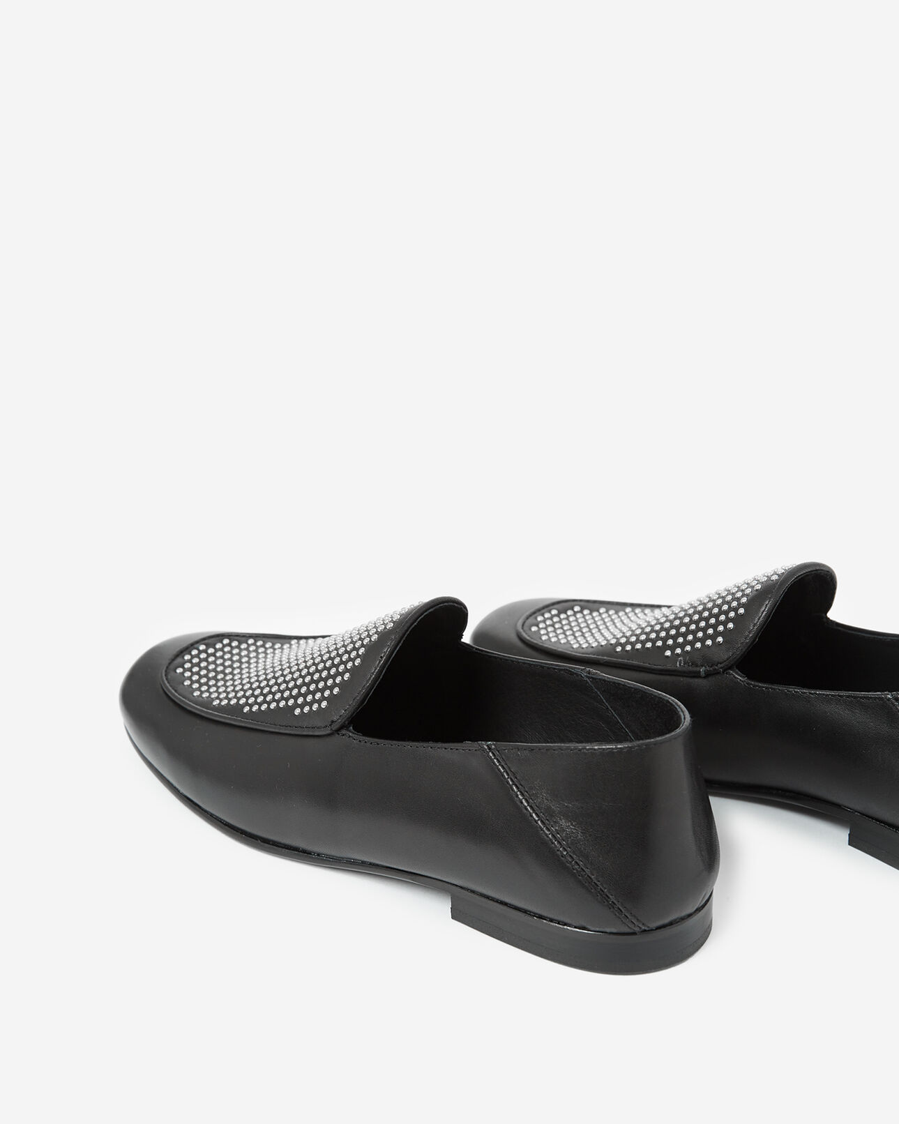 The Kooples DAMEN BLACK schwarze ledermokassins mit studs