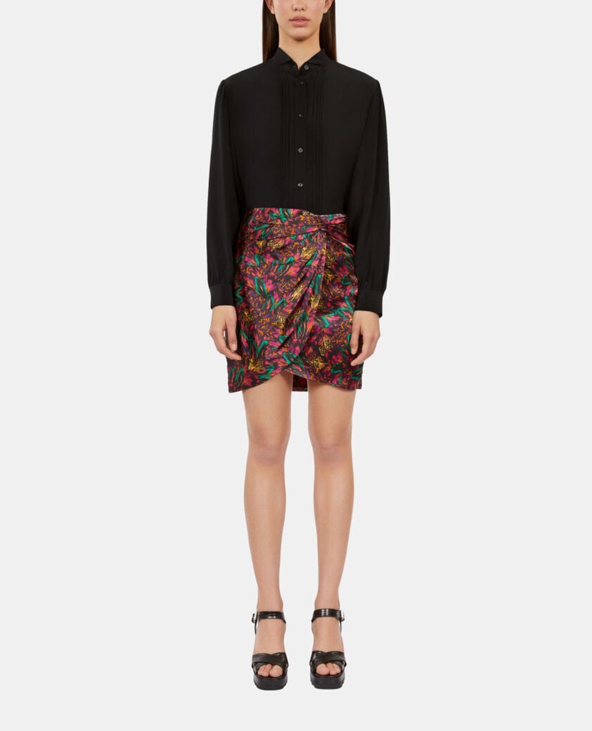 The Kooples FEMME BLACK chemise en soie avec plissage noire