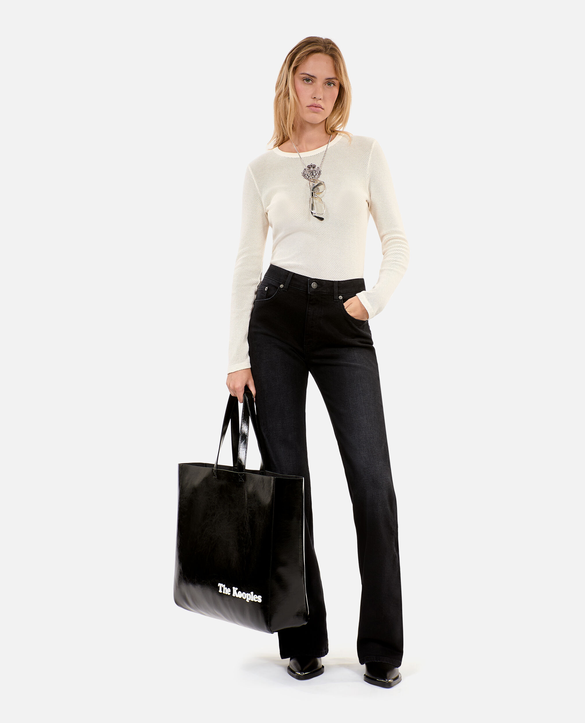 Black flare jeans, BLACK WASHED, hi-res image number null