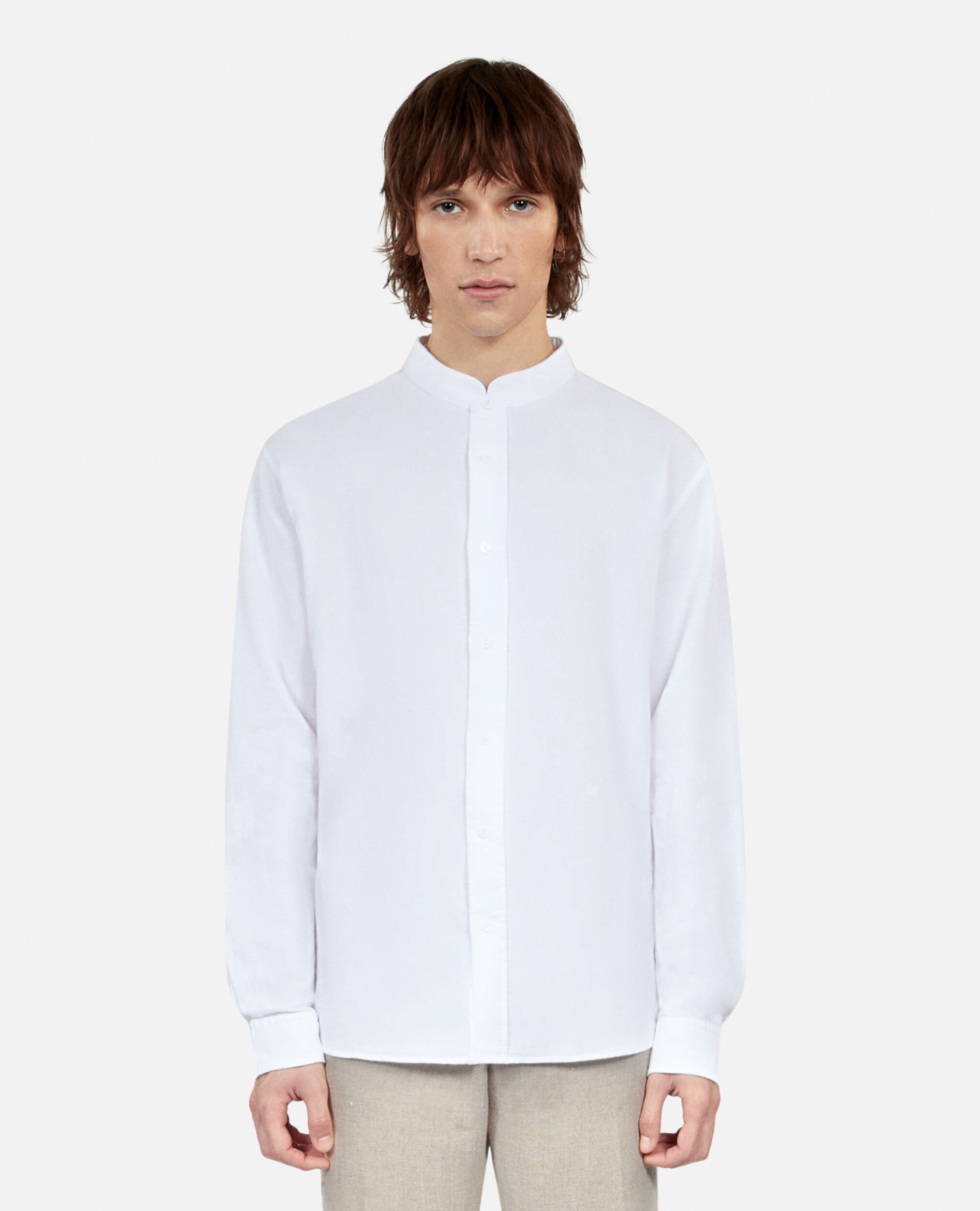 Weißes Hemd aus Baumwolle und Leinen, WHITE, hi-res image number null