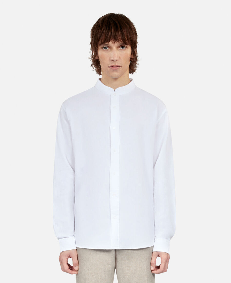 white cotton and linen shirt