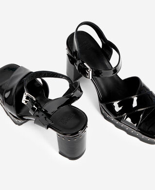 The Kooples F BLACK black patent leather heeled sandals