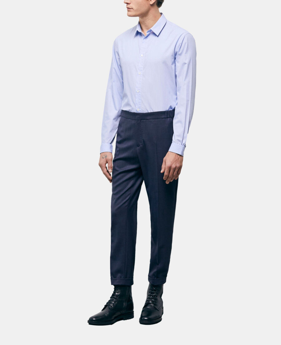 The Kooples HOMME WHITE / SKY BLUE chemise col classique à rayures