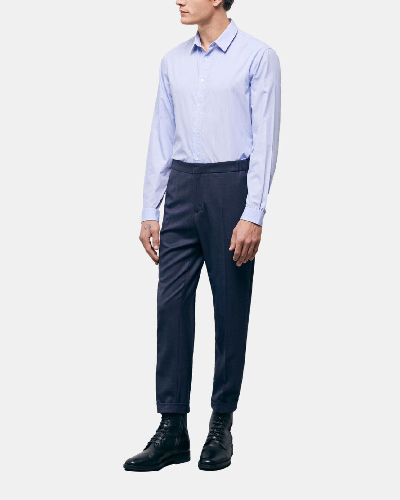 The Kooples HOMBRE WHITE / SKY BLUE camisa rayas con cuello clásico