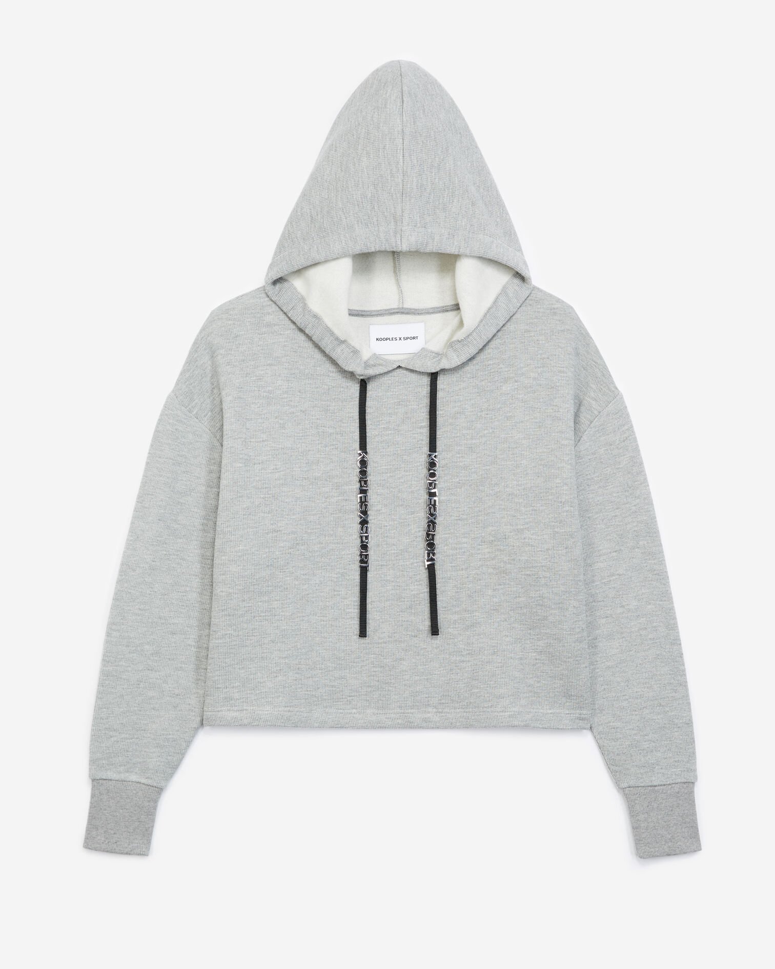 Sweat gris à capuche et cordon imprimé, LIGHT GREY MELANGE, hi-res image number null