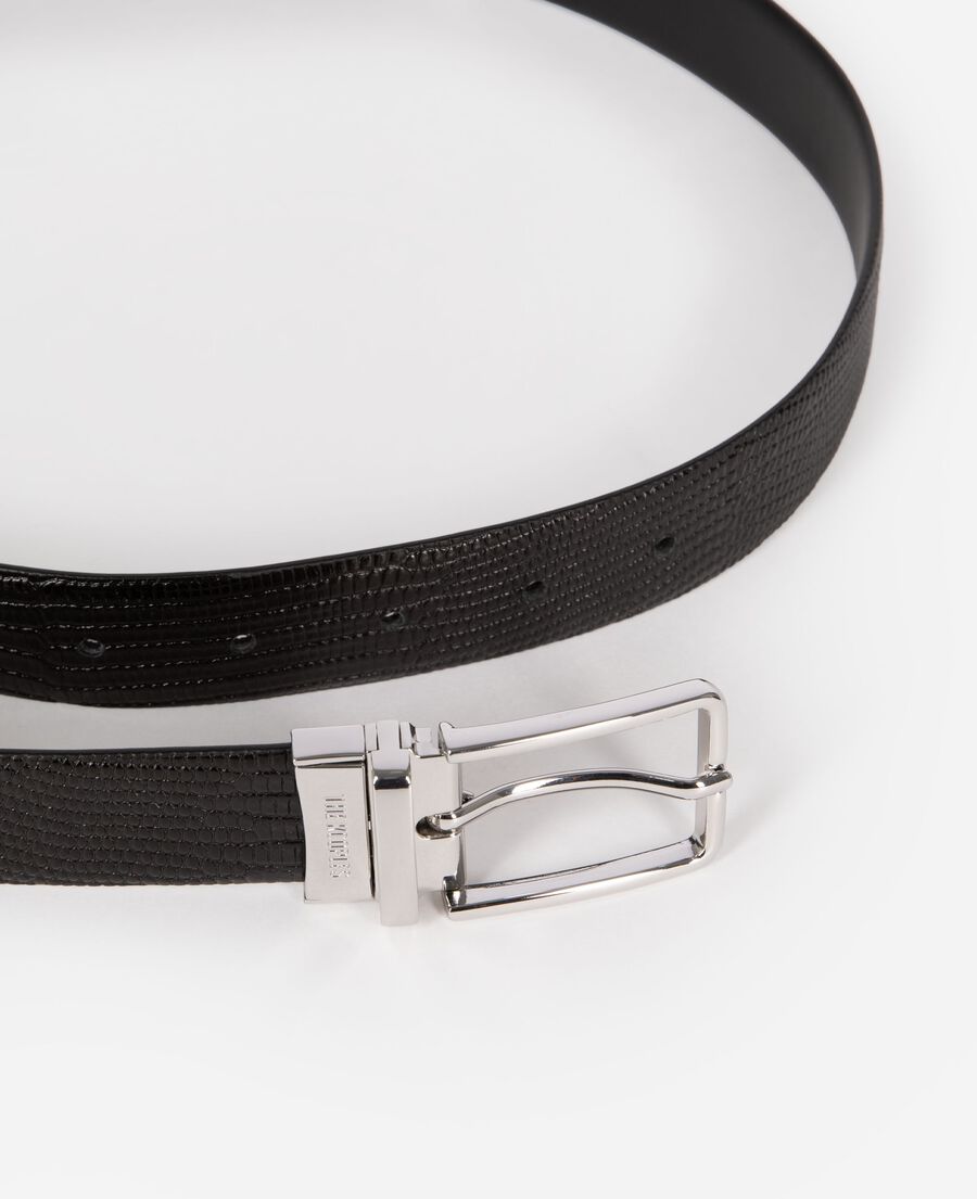 The Kooples HOMME BLACK ceinture réversible en cuir noir