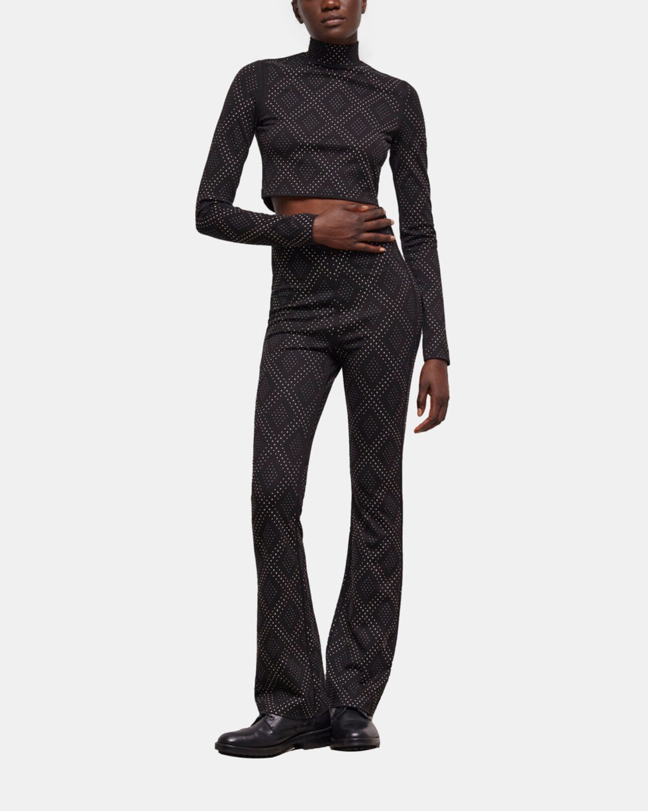 The Kooples FEMME BLACK top à strass noir