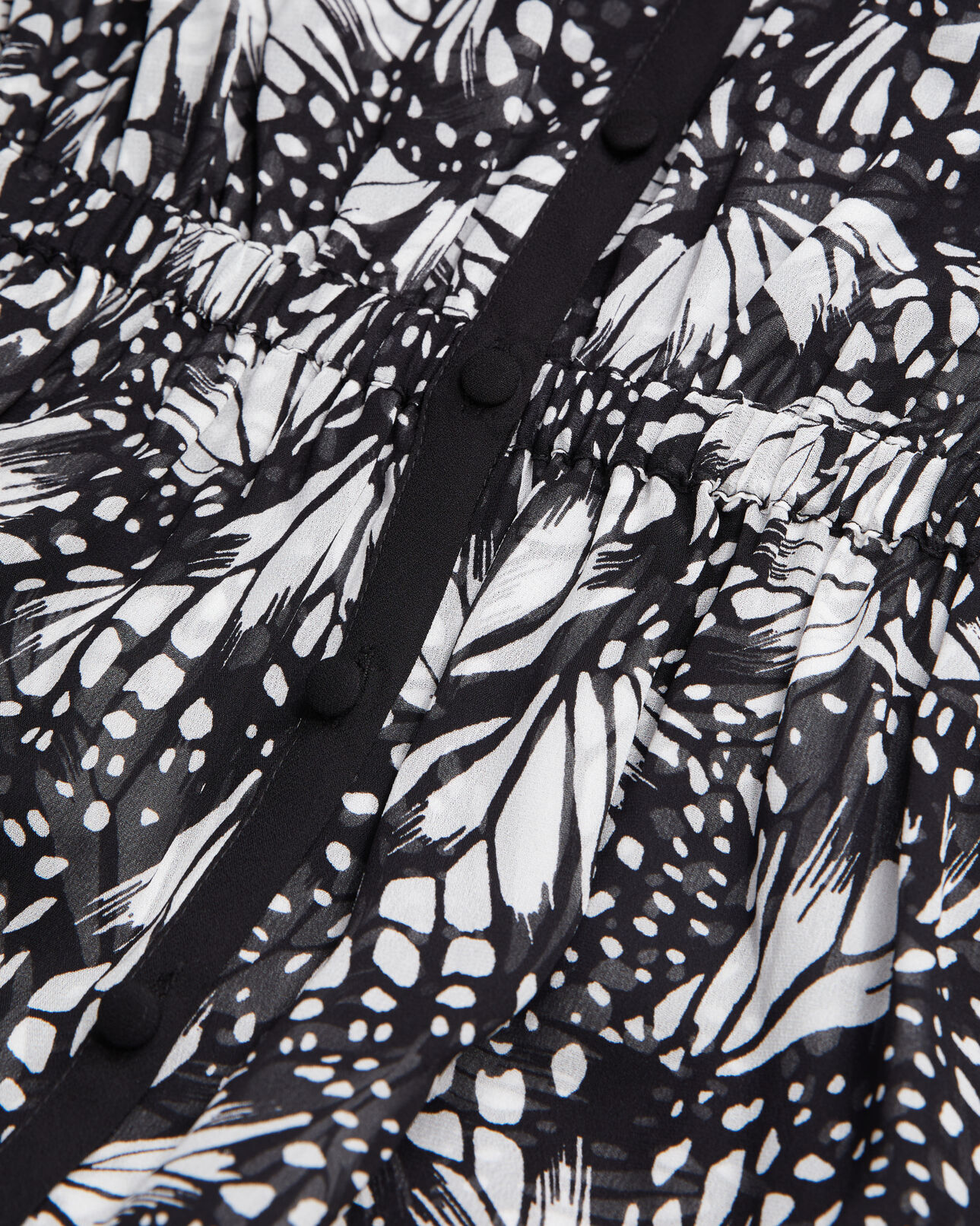 The Kooples WOMEN BLACK WHITE long printed dress with buttoning