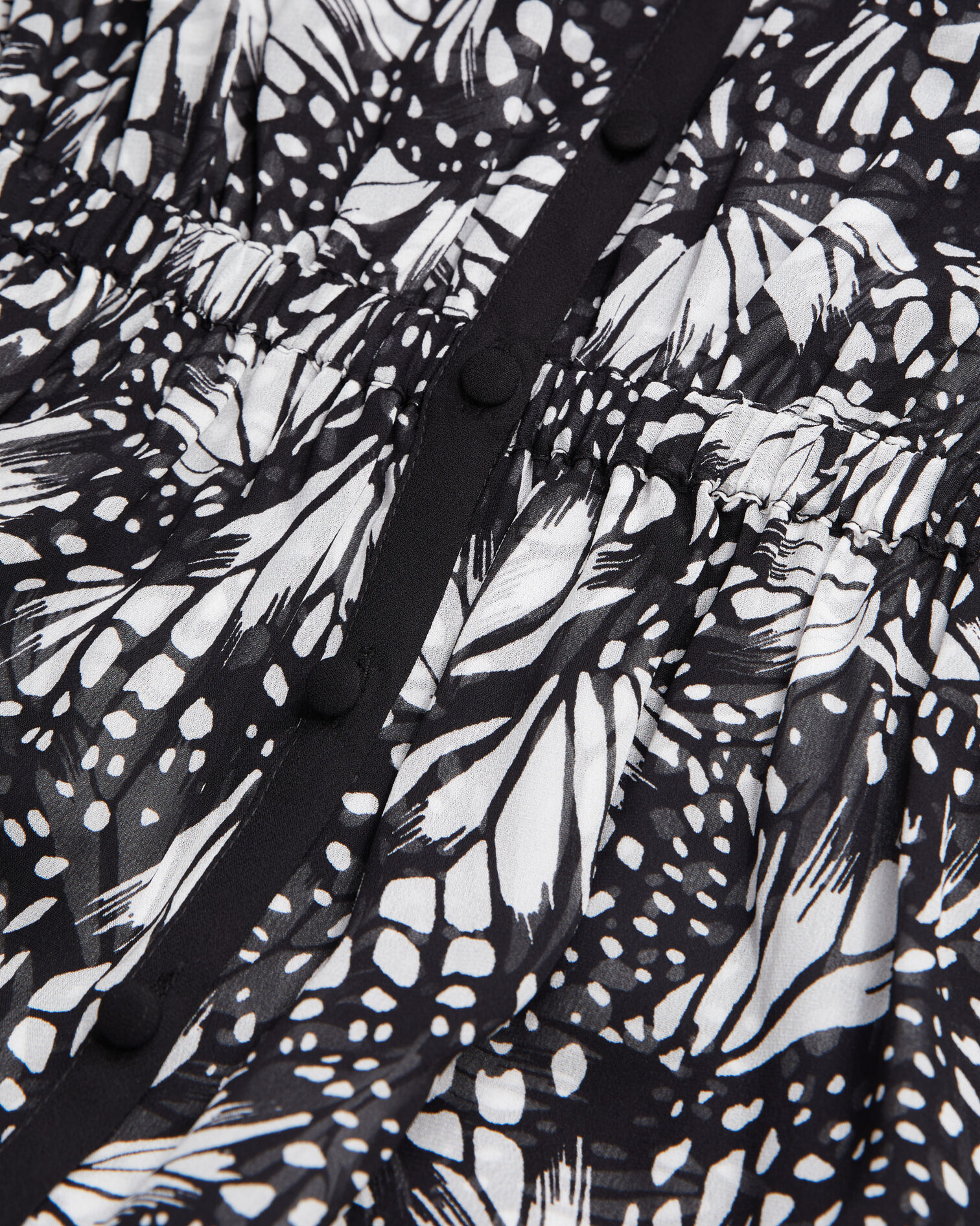 Long printed dress with buttoning, BLACK WHITE, hi-res image number null