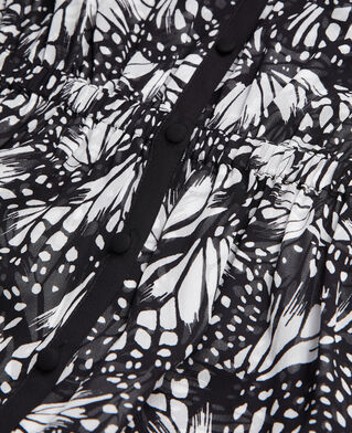 The Kooples DAMEN BLACK WHITE langes kleid mit print und knopfverschluss