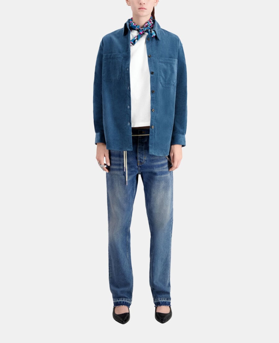 The Kooples F BLUE PETROL blue corduroy overshirt
