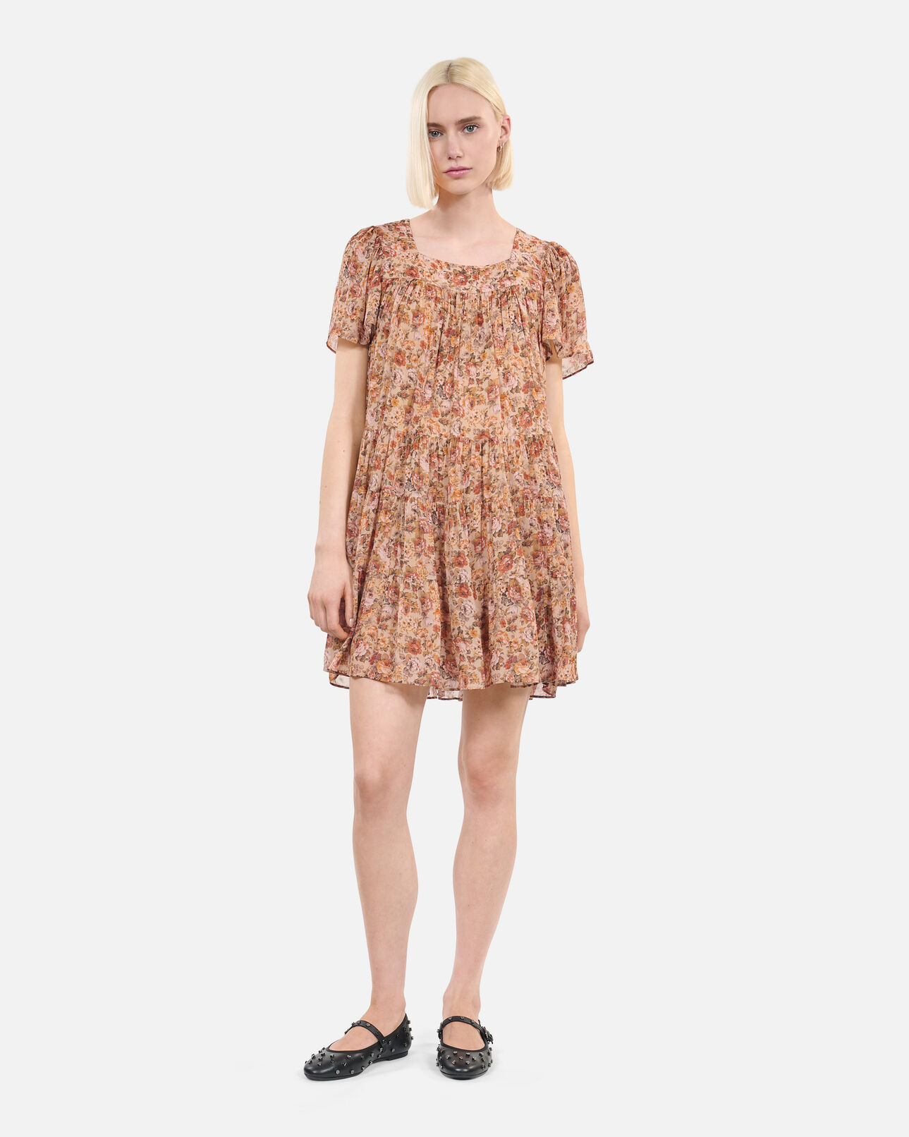 The Kooples FEMME CAMEL / BROWN robe courte imprimé fleuri