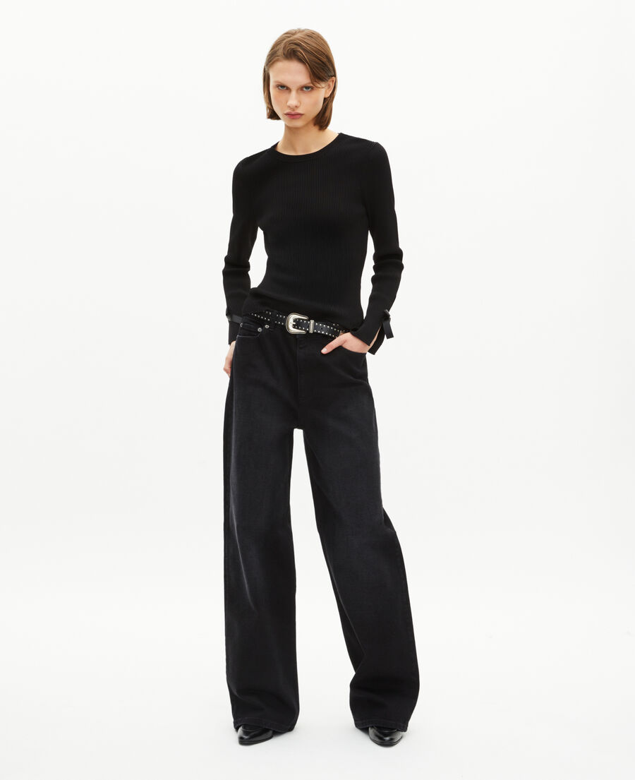 The Kooples WOMEN BLACK sweater with black ribbons