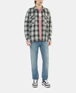 The Kooples HOMME GREY BLACK blouson à capuche type surchemise à carreaux