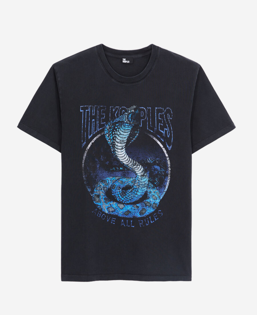 men's black t-shirt cobra serigraphy