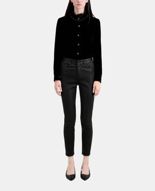 The Kooples FEMME BLACK pantalon slim en cuir noir