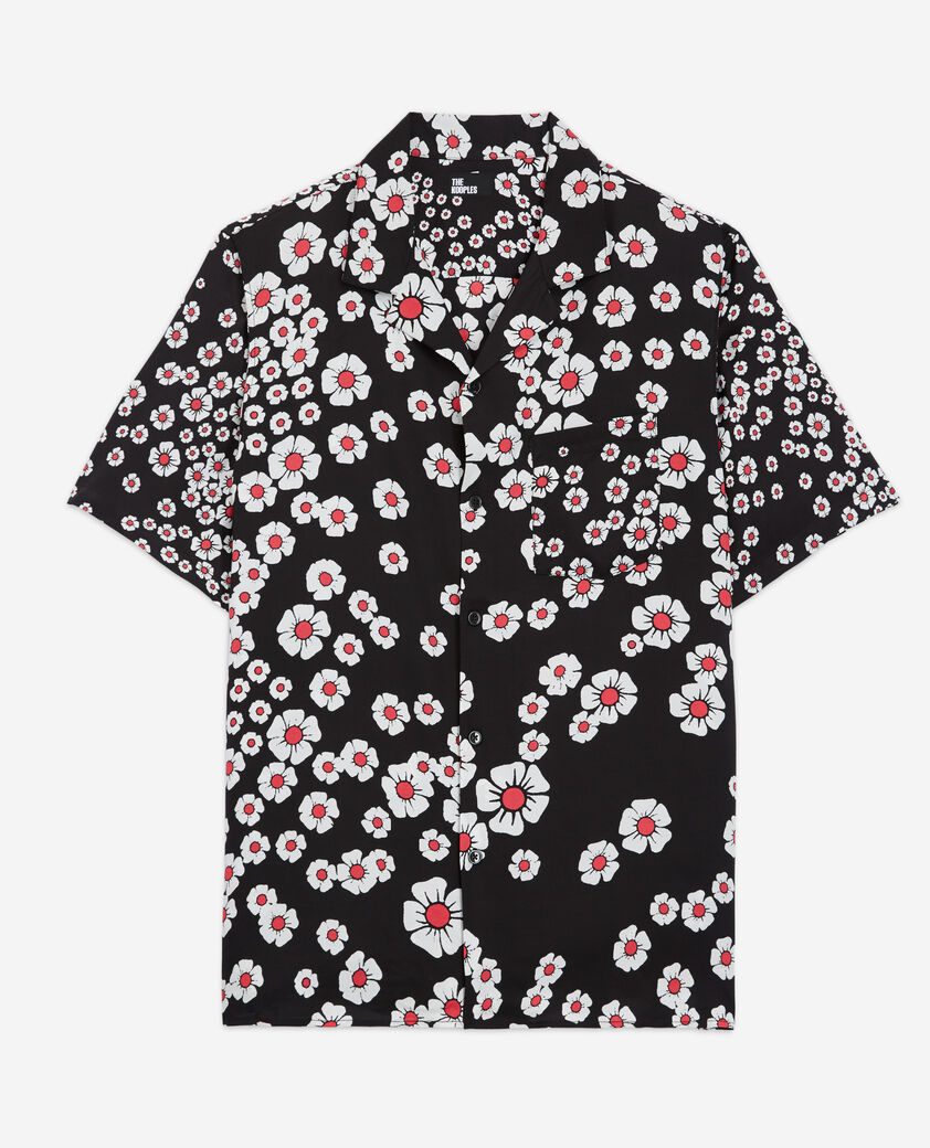 The Kooples H BLACK / PINK floral hawaiian collar shirt