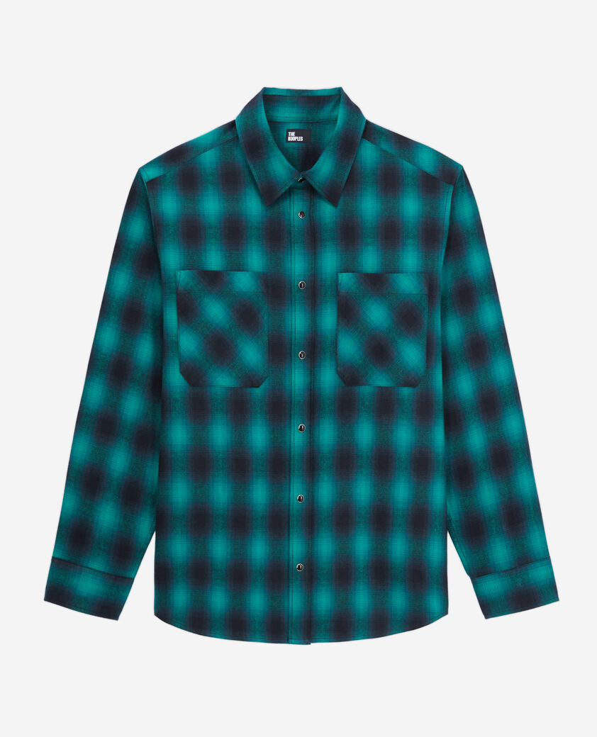 The Kooples HERREN BLACK / GREEN schwarz-grün kariertes jackenhemd