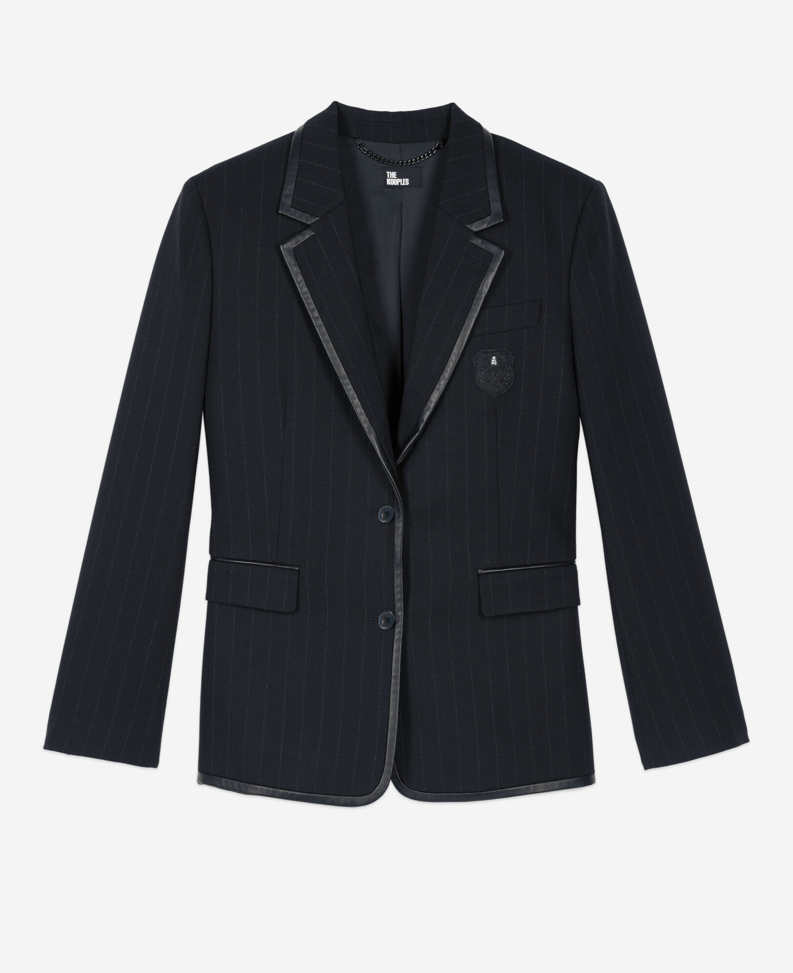 The Kooples DAMEN BLACK schwarze jacke mit tennisstreifen aus wolle