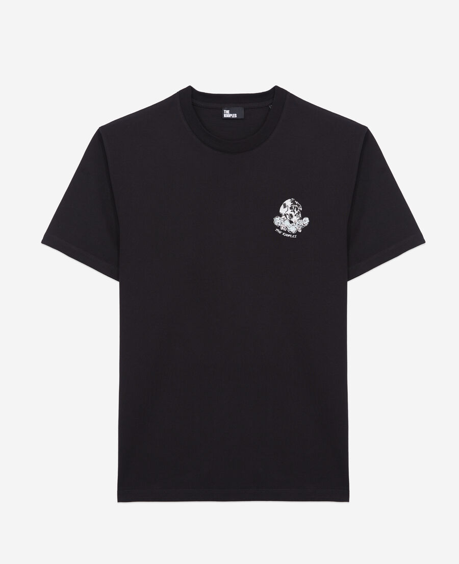 Men's black t-shirt with vintage skull embroidery | The Kooples