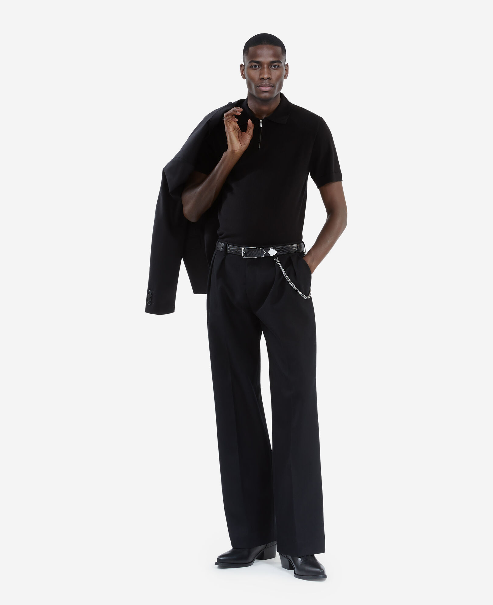 The Kooples MEN BLACK black knit polo