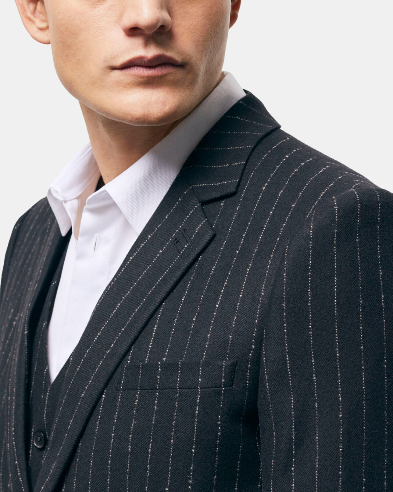 The Kooples MEN BLACK WHITE striped suit jacket