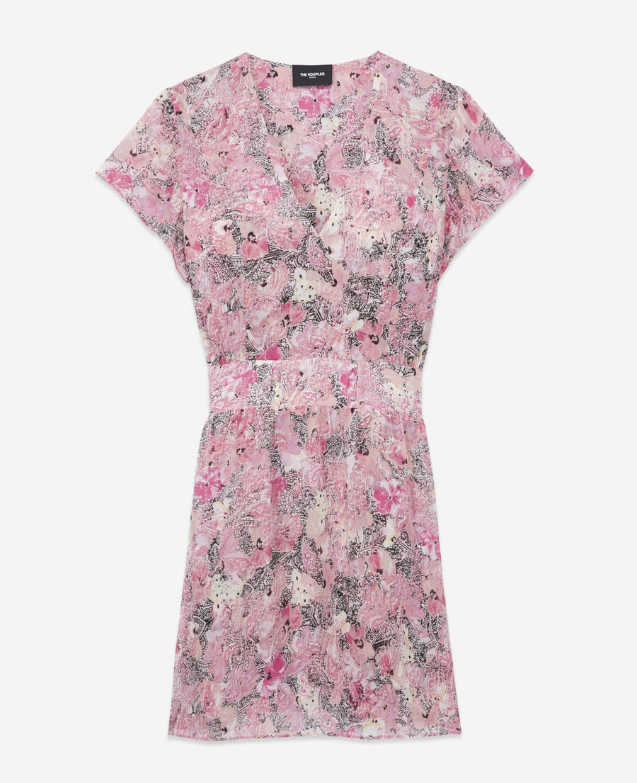 robe manches courtes rose imprimée