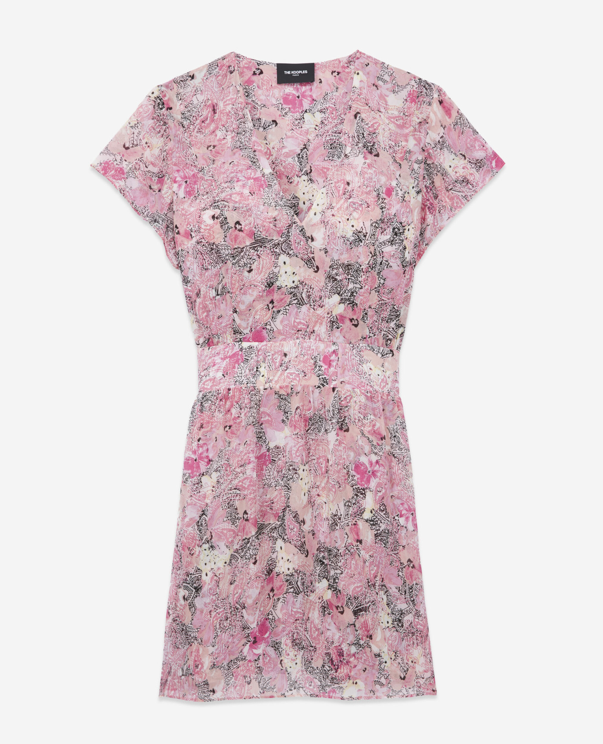 Robe manches courtes rose imprimée, PINK, hi-res image number null