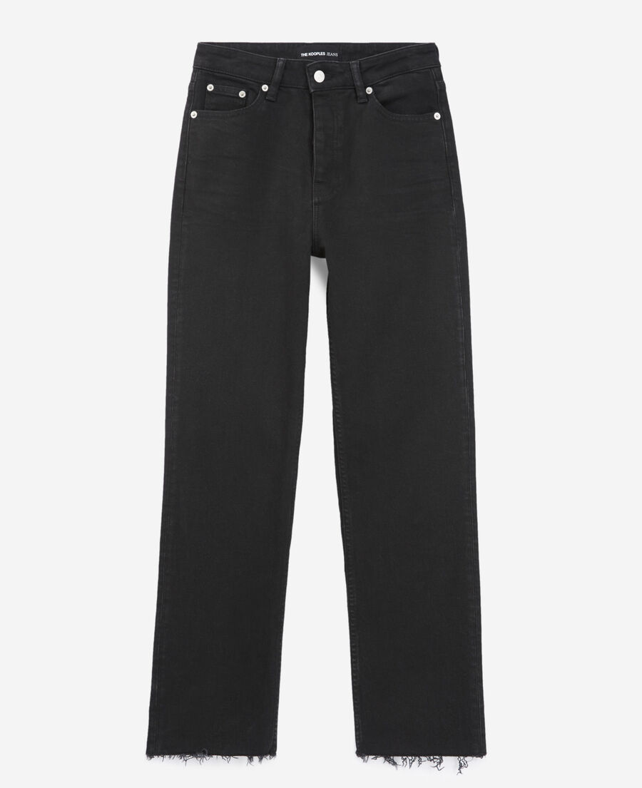 cropped and frayed faded black jeans
