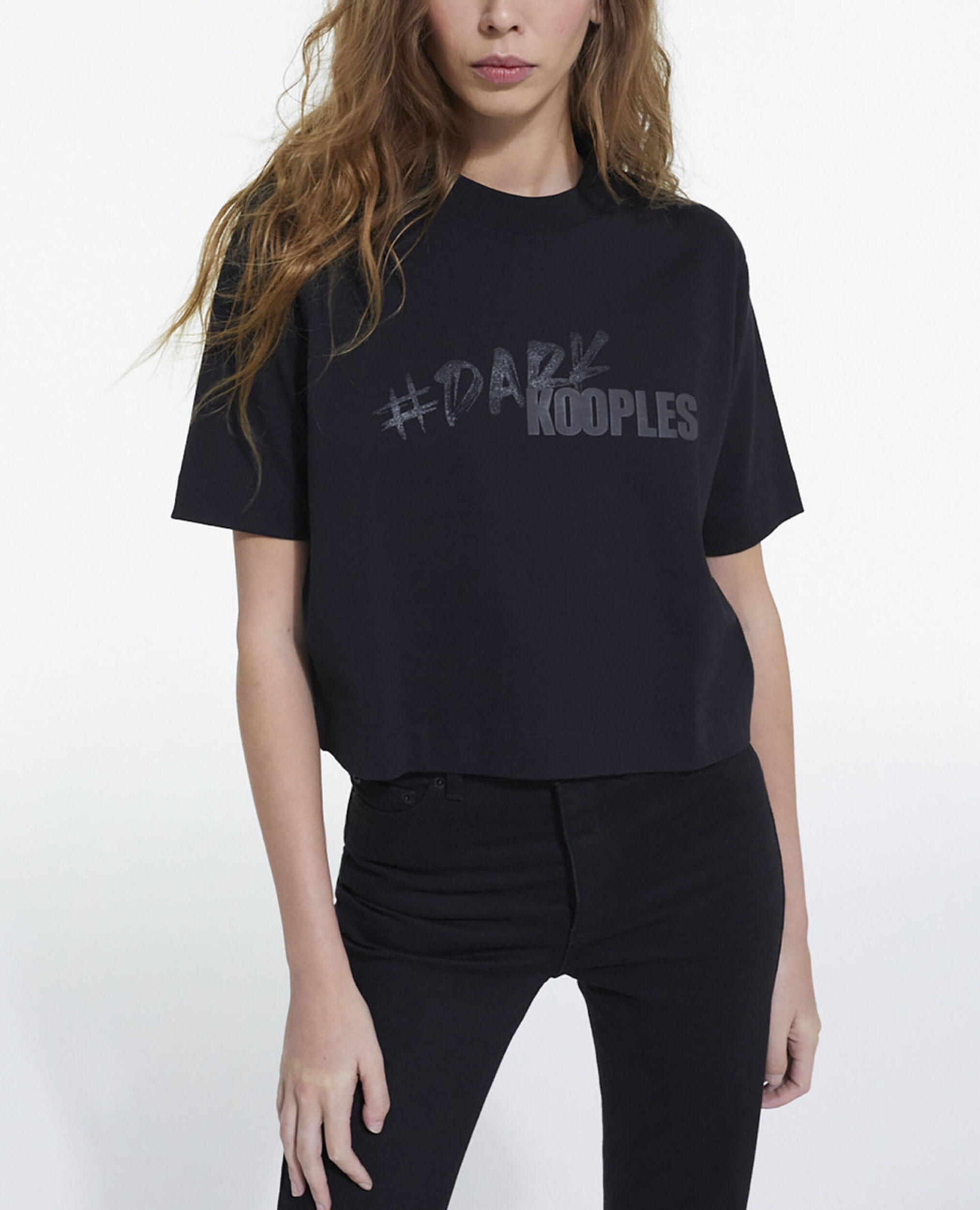 Black T-shirt with The Kooples logo, BLACK, hi-res image number null