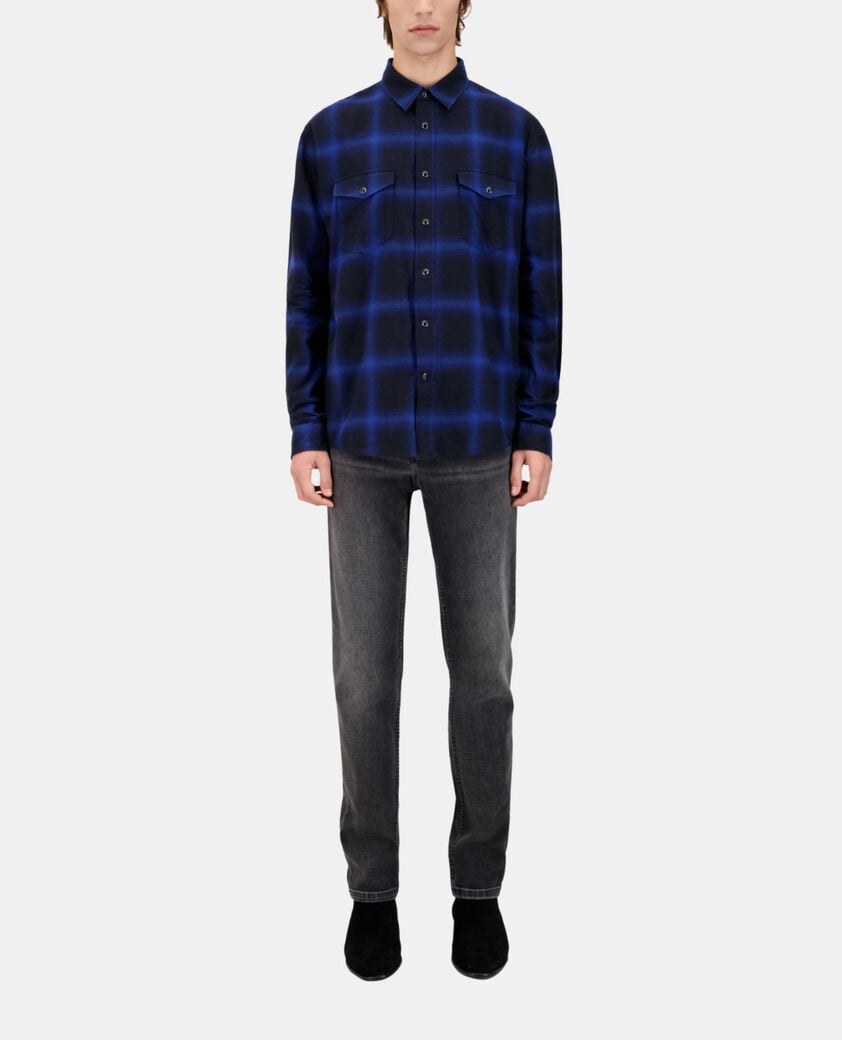 The Kooples HOMME BLUE BLACK chemise à carreaux noirs