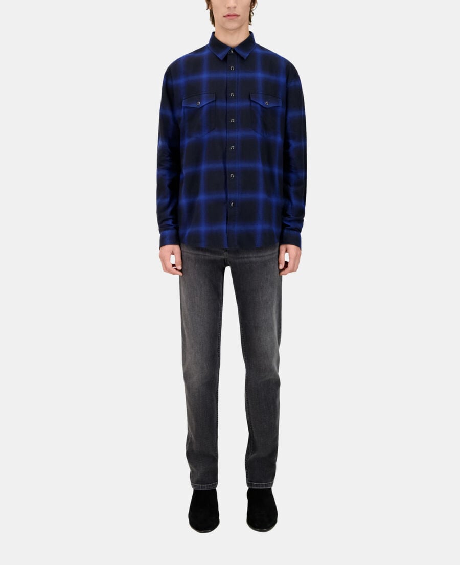 The Kooples HOMME BLUE BLACK chemise à carreaux noirs