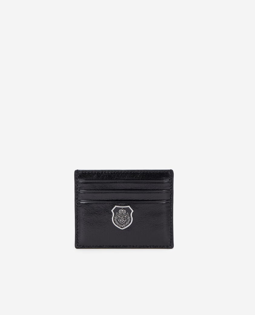 The Kooples MIXTE BLACK porte cartes blason en cuir noir