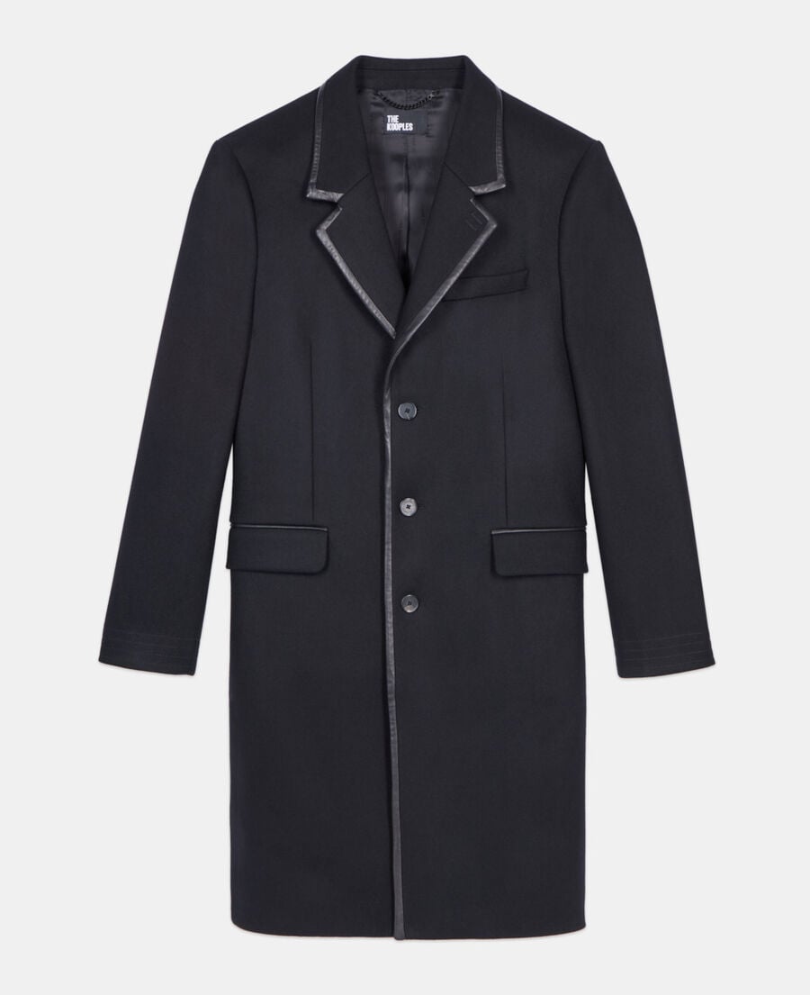 The Kooples HOMME BLACK manteau long en laine mélangée noire