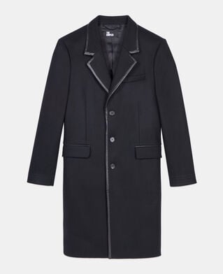 The Kooples HOMME BLACK manteau long en laine mélangée noire