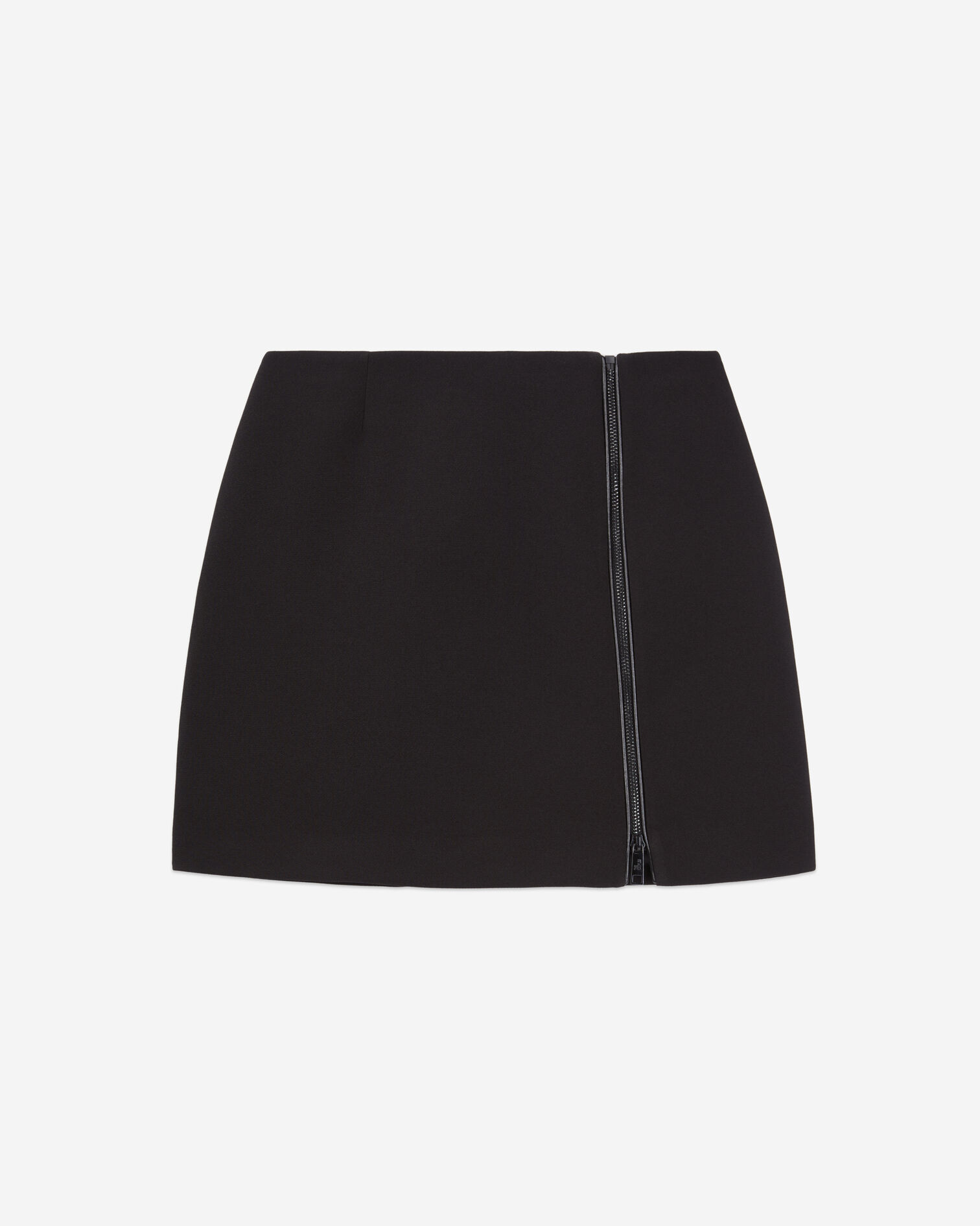 Short black crepe skirt with zip, BLACK, hi-res image number null