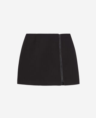 The Kooples FEMME BLACK jupe courte noire en crêpe avec zip