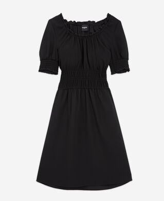 The Kooples DAMEN BLACK leichtes schwarzes kleid mit puffärmeln