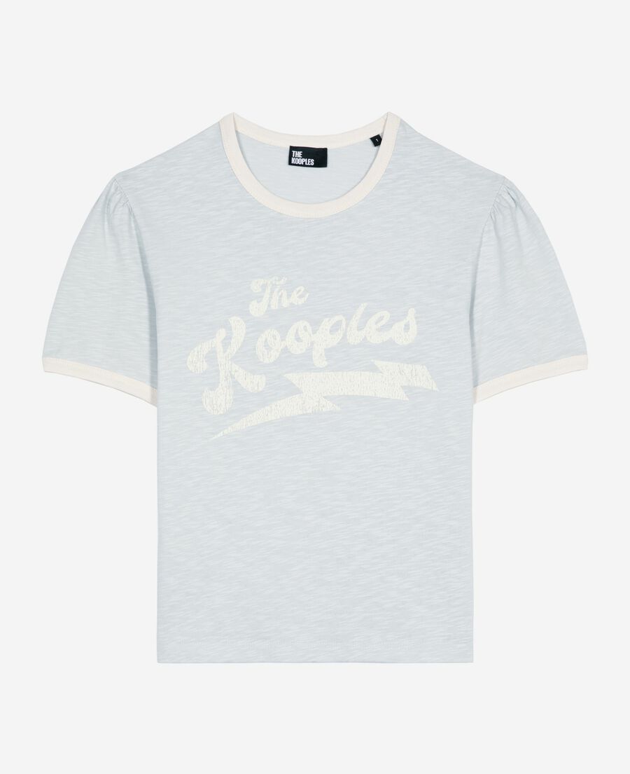 The Kooples DAMEN LIGHT BLUE t-shirt mit hellblauem siebdruck